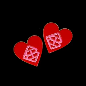 Red and Pink Logo Heart Large Studs-Brianna Cannon Best