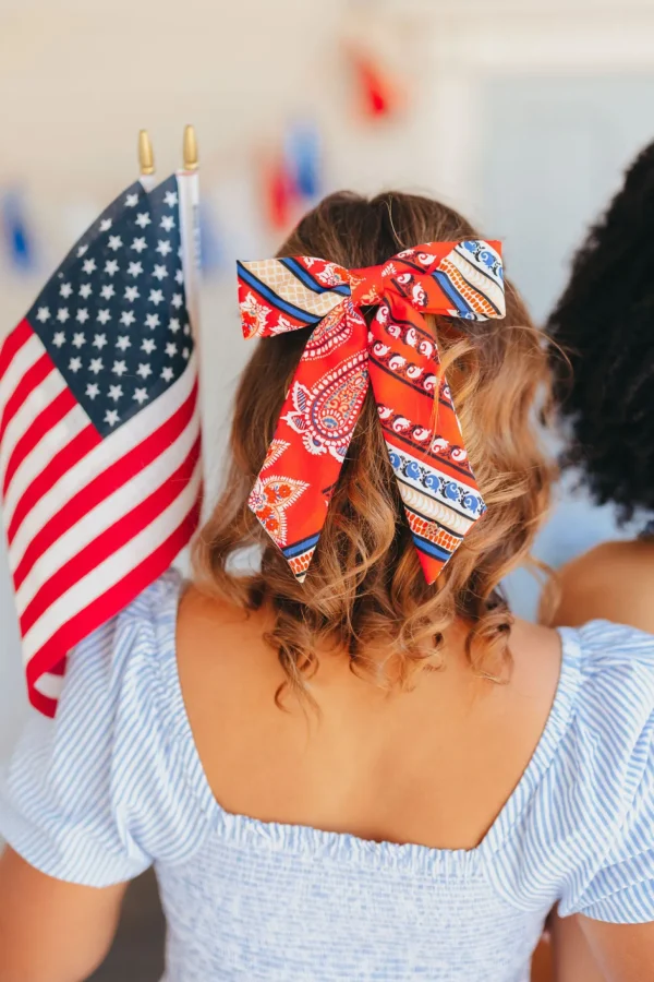 Red Bandana Bow Barrette-Brianna Cannon Outlet