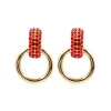 Red Crystal & Gold Knocker Earrings-Brianna Cannon Sale