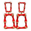Red Enamel Bamboo Earrings-Brianna Cannon New
