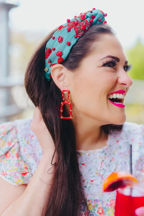 Red Enamel Bamboo Earrings-Brianna Cannon New