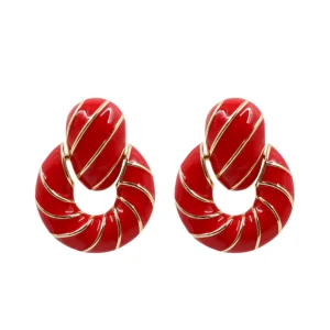 Red Enamel Twist Earrings-Brianna Cannon Discount