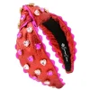 Red Glitter with Hand-Sewn Heart Crystals Headband-Brianna Cannon Discount