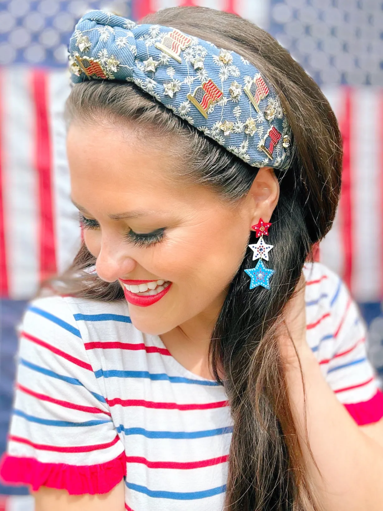 red_white__blue_star_earr_3.webp Red, White & Blue Star Earrings with Crystals and Pearls-Brianna Cannon Hot
