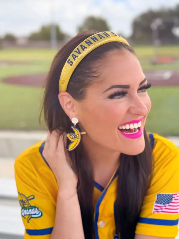 Savannah Bananas Thin Embroidered Headband-Brianna Cannon Clearance