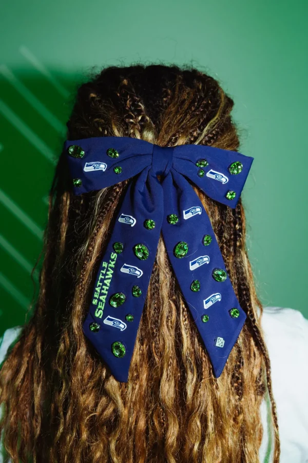 Seattle Seahawks Blue Bow Barrette-Brianna Cannon Hot