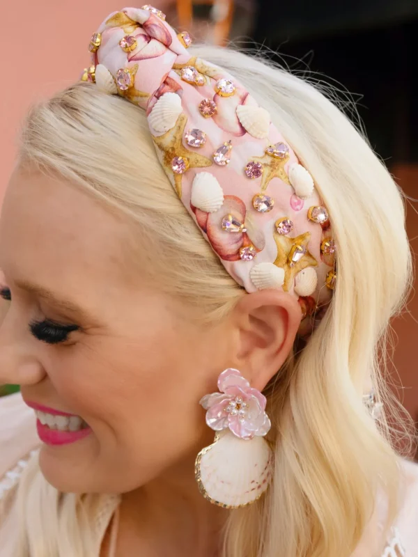 Shell Earrings with Pearly Pink Flower-Brianna Cannon Discount