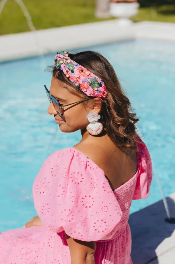 Shell Earrings with Pearly Blue Flower-Brianna Cannon Best