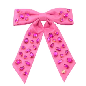Shimmer Bow Barrette with Hand Sewn Crystals in Pink-Brianna Cannon New