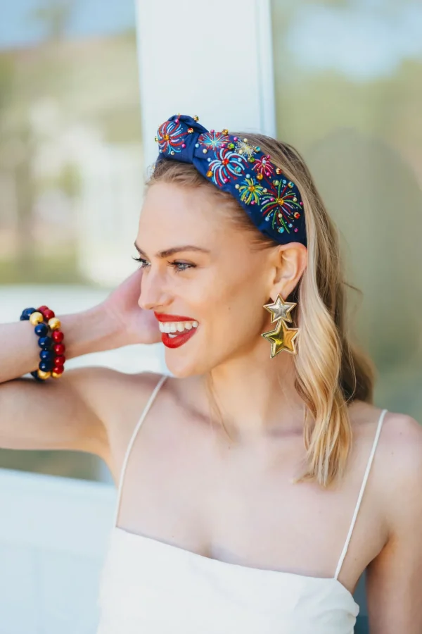 Silver & Gold Star Drop Earrings-Brianna Cannon Discount