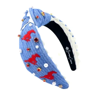 SMU Adult Size Mustang Cross Stitch Headband-Brianna Cannon New