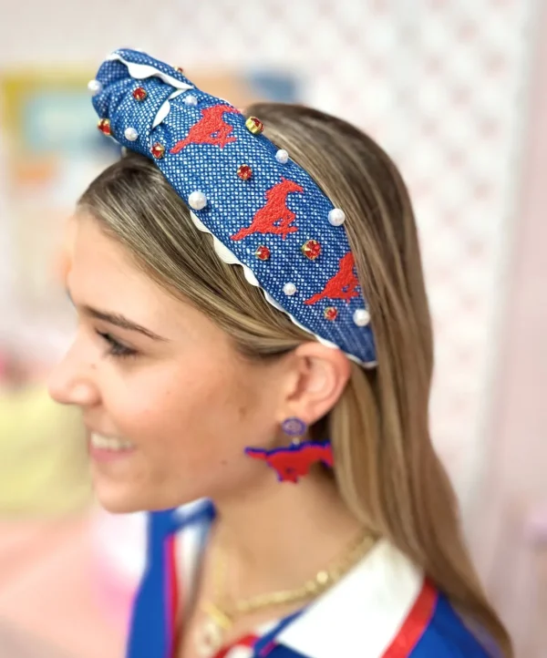 SMU Adult Size Mustang Cross Stitch Headband-Brianna Cannon New