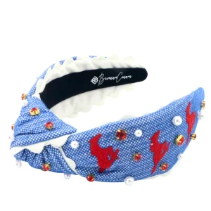 SMU Adult Size Mustang Cross Stitch Headband-Brianna Cannon New