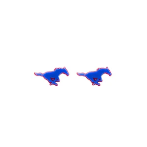 SMU Blue Logo Stud Earrings-Brianna Cannon Fashion