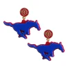 SMU Blue Mustang Logo Earrings-Brianna Cannon Discount
