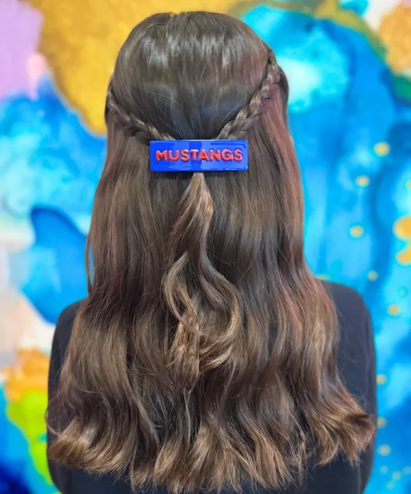 SMU Blue MUSTANGS Rectangle Barrette Clip-Brianna Cannon Outlet
