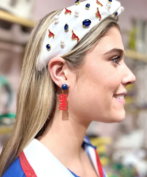 SMU Mini Red SMU Earrings-Brianna Cannon Outlet
