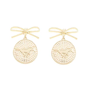 SMU Pearl Bow Medallion Earrings-Brianna Cannon Outlet