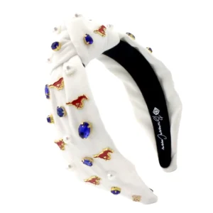SMU White Logo Headband-Brianna Cannon Fashion