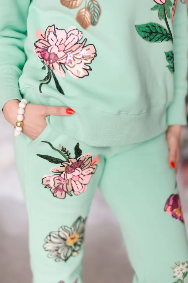 Snowdrop Botanical Sweatshirt in Mint-Brianna Cannon Sale