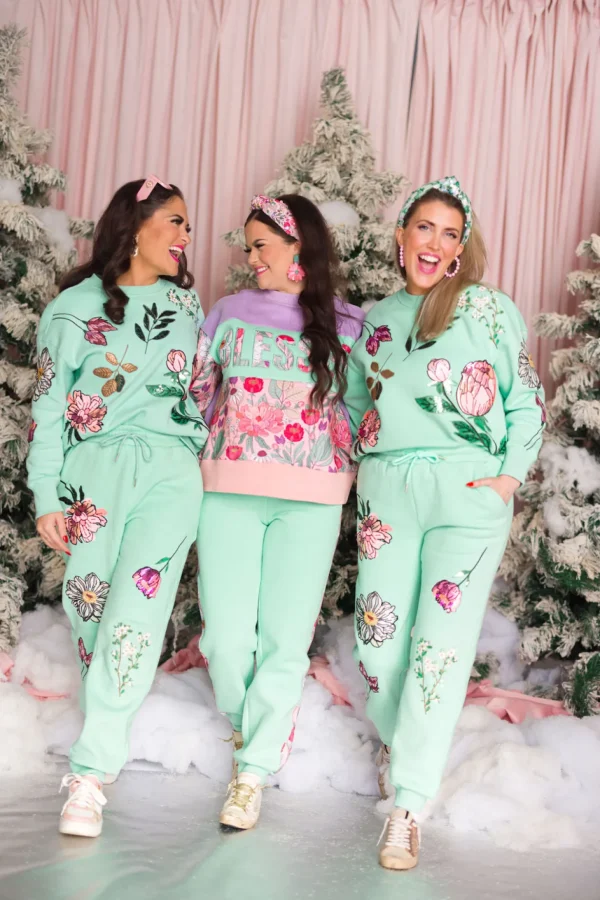 Snowdrop Botanical Sweatshirt in Mint-Brianna Cannon Sale