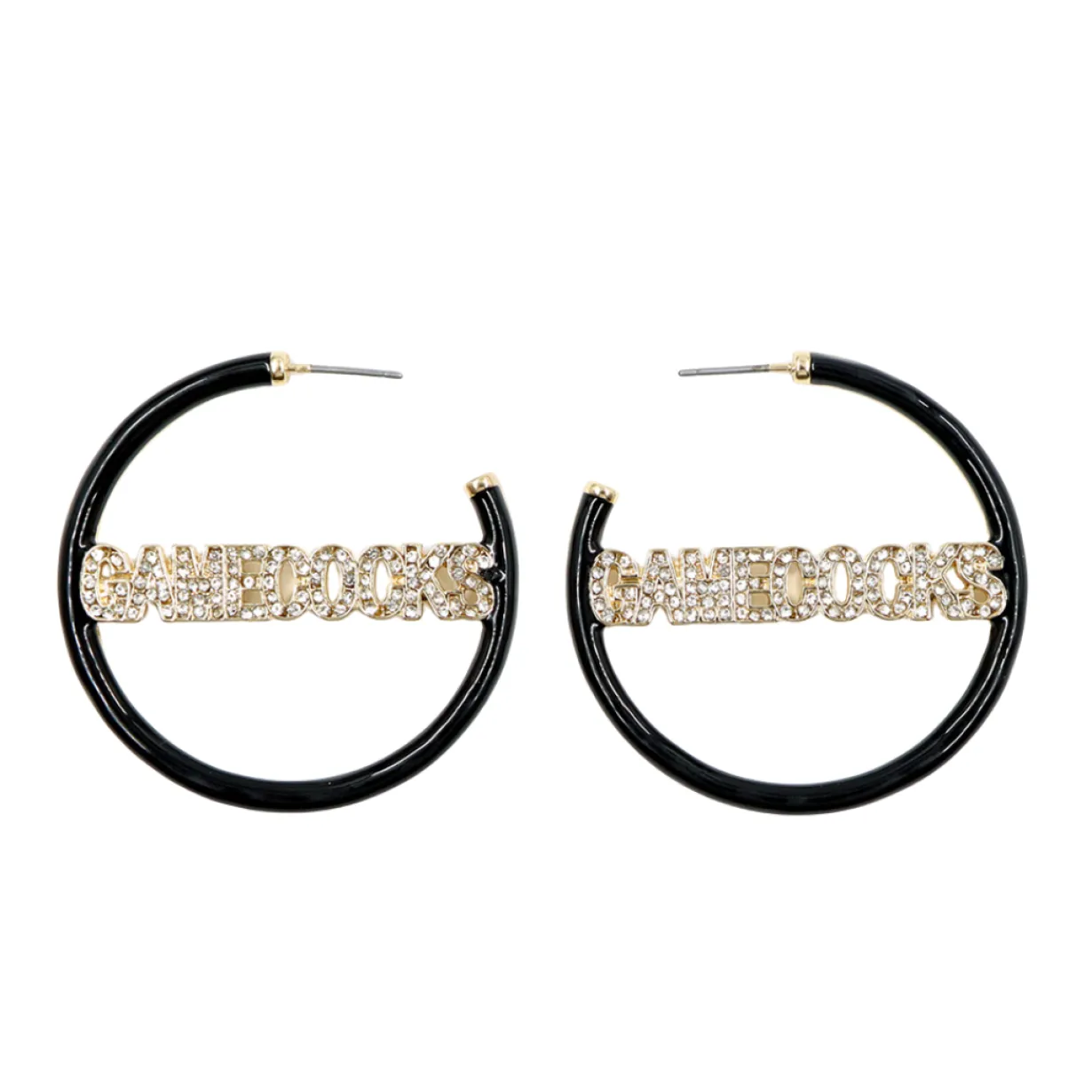 south_carolina_gamecocks__0.webp South Carolina GAMECOCKS Black Pavé Hoop Earrings-Brianna Cannon Clearance