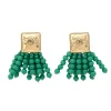 Square BC Icon Green Beaded Earrings-Brianna Cannon Hot