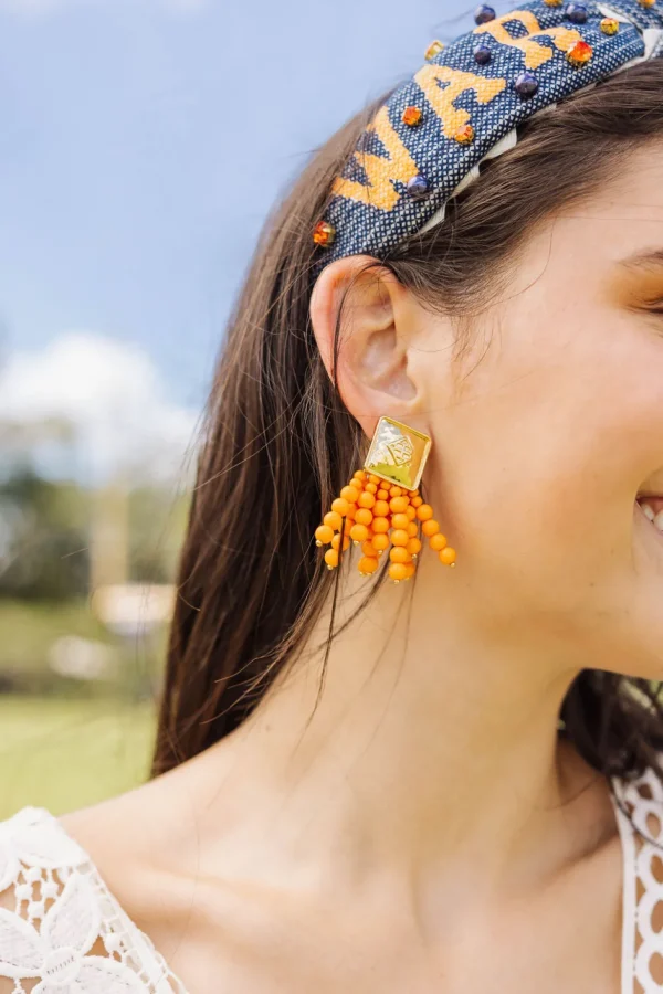 Square BC Icon Orange Beaded Earrings-Brianna Cannon Clearance