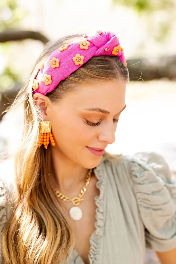 Square BC Icon Orange Beaded Earrings-Brianna Cannon Clearance