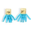 Square BC Icon Turquoise Blue Beaded Earrings-Brianna Cannon Discount