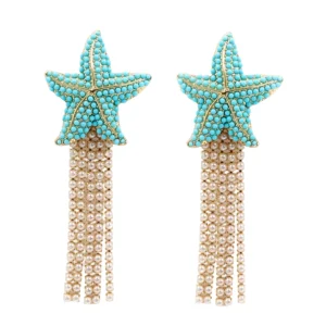 Starfish Earrings with Pearl Fringe-Brianna Cannon Outlet