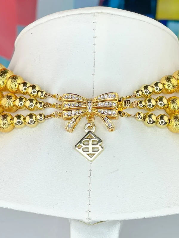 3 Strand Blue and White Floral Beaded Brianna Necklace-Brianna Cannon Fashion