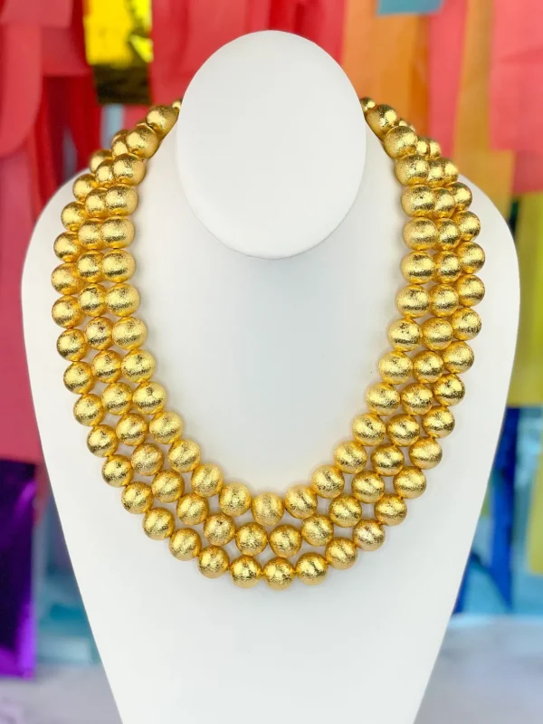 3 Strand Gold Beaded Brianna Necklace-Brianna Cannon Discount