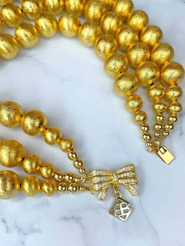 3 Strand Gold Beaded Brianna Necklace-Brianna Cannon Discount