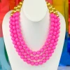 3 Strand Pink Beaded Brianna Necklace-Brianna Cannon Outlet
