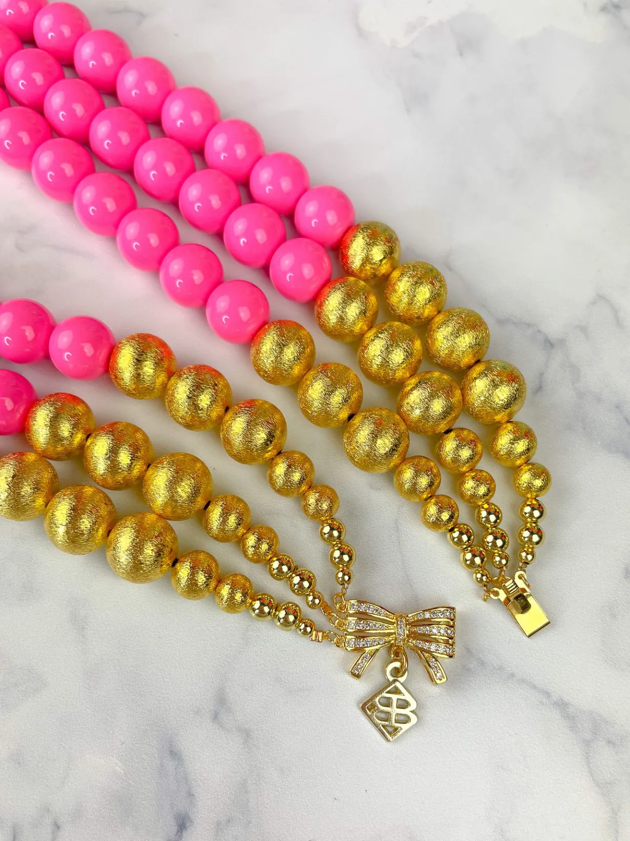 strand_pink_beaded_brian_2.webp 3 Strand Pink Beaded Brianna Necklace-Brianna Cannon Outlet