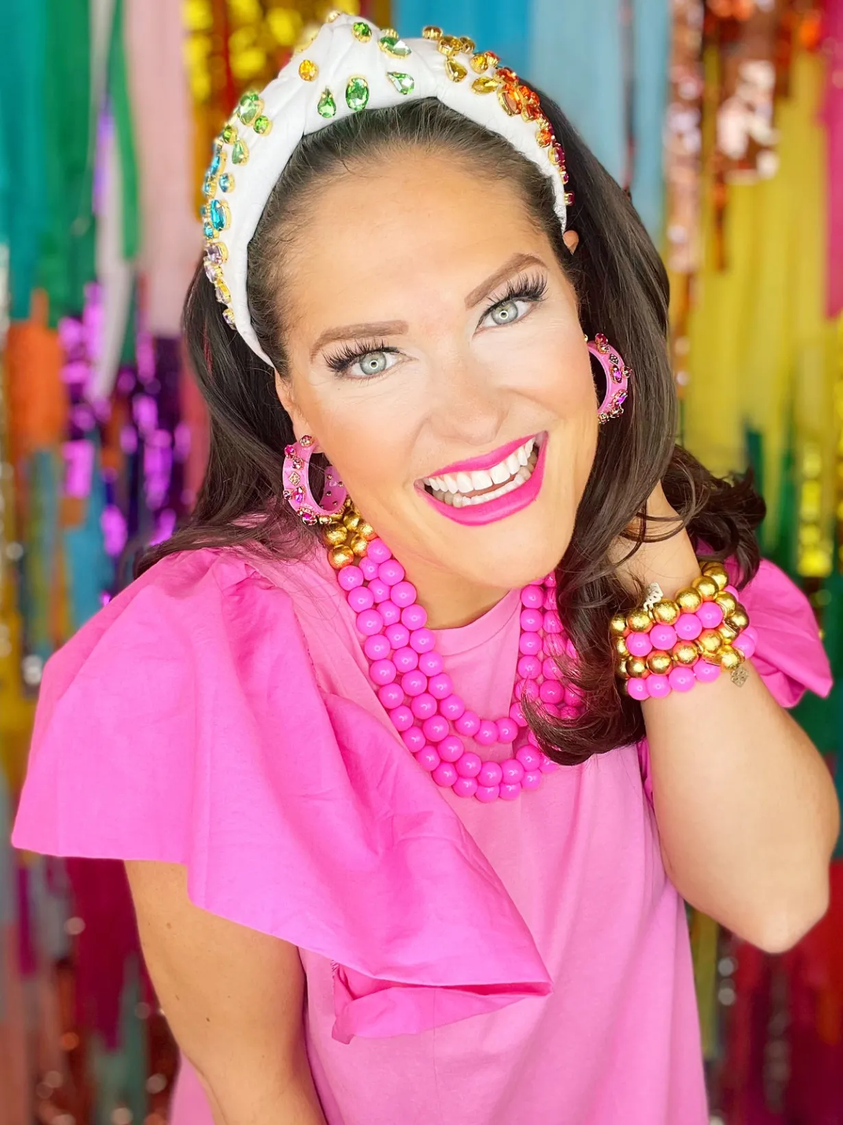 strand_pink_beaded_brian_4.webp 3 Strand Pink Beaded Brianna Necklace-Brianna Cannon Outlet