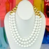 3 Strand White Beaded Brianna Necklace-Brianna Cannon Clearance
