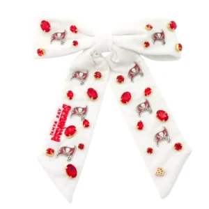 Tampa Bay Buccaneers White Bow Barrette-Brianna Cannon Fashion