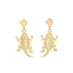TCU Gold Horned Frog Earring with BC Logo-Brianna Cannon Outlet