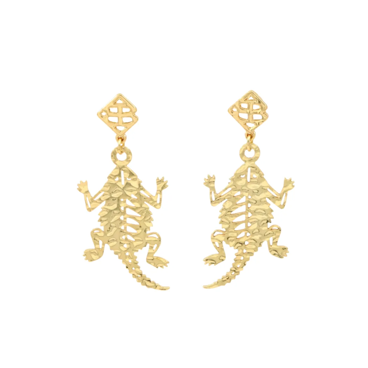 tcu_gold_horned_frog_earr_0.webp TCU Gold Horned Frog Earring with BC Logo-Brianna Cannon Outlet