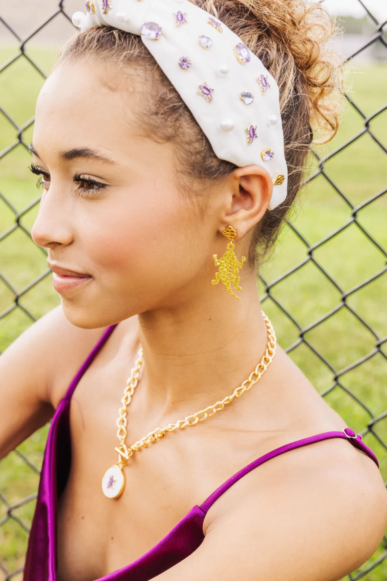 tcu_gold_horned_frog_earr_3.webp TCU Gold Horned Frog Earring with BC Logo-Brianna Cannon Outlet