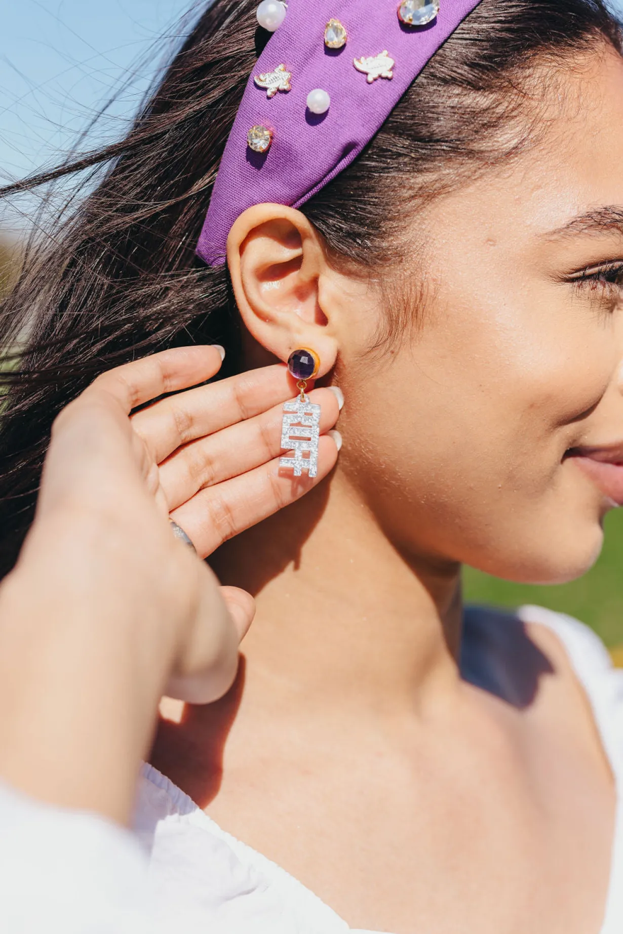 tcu_mini_silver_glitter_r_1.webp TCU Mini Silver Glitter RIFF RAM Earrings-Brianna Cannon Hot