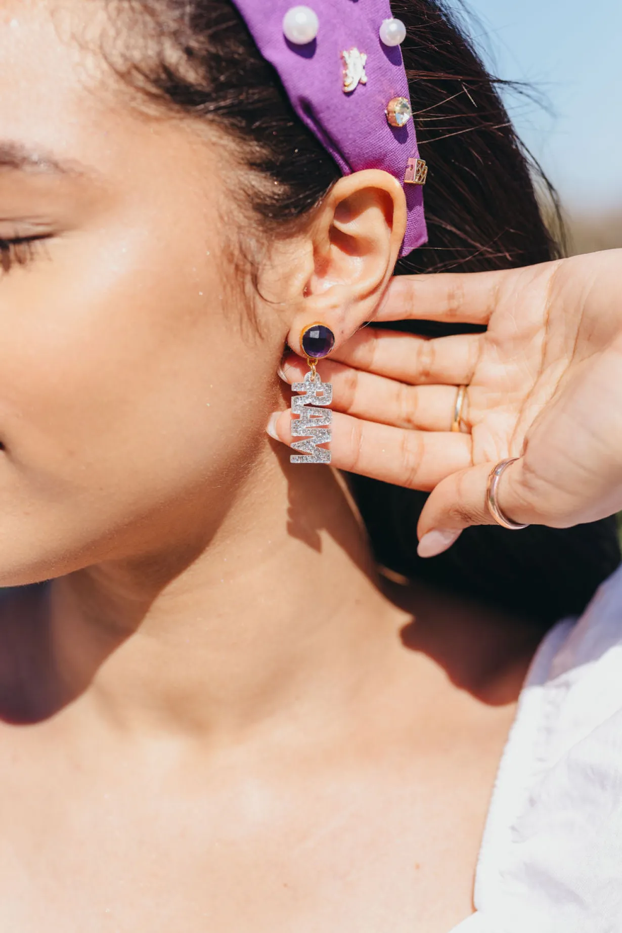 tcu_mini_silver_glitter_r_2.webp TCU Mini Silver Glitter RIFF RAM Earrings-Brianna Cannon Hot