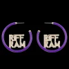 TCU RIFF RAM Purple Pavé Hoop Earrings-Brianna Cannon Outlet