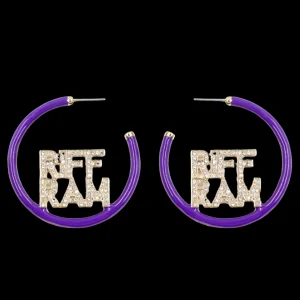 TCU RIFF RAM Purple Pavé Hoop Earrings-Brianna Cannon Outlet