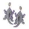 TCU Silver and Purple Horned Frog Earrings-Brianna Cannon Online