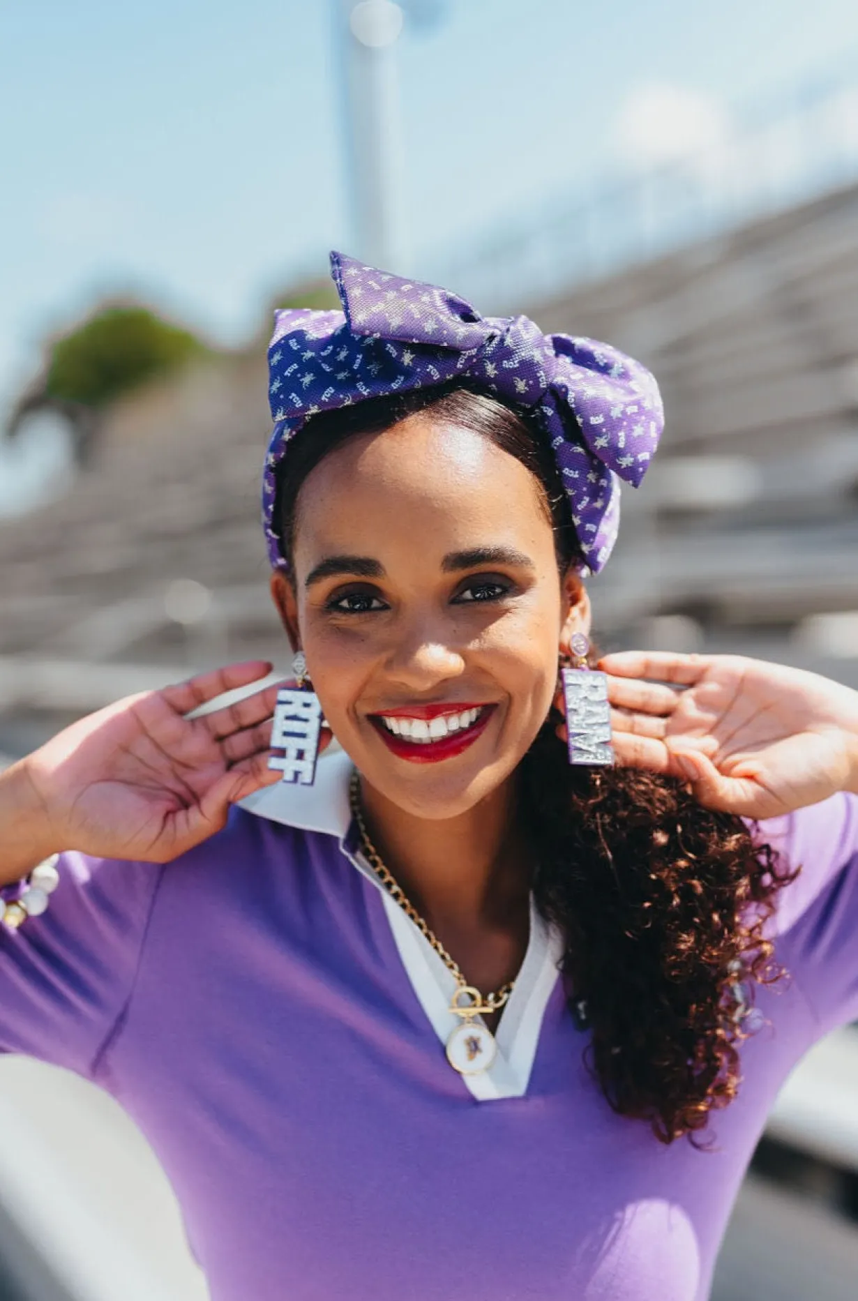 tcu_silver_glitter_and_pu_3.webp TCU Silver Glitter and Purple RIFF RAM Earrings-Brianna Cannon Clearance
