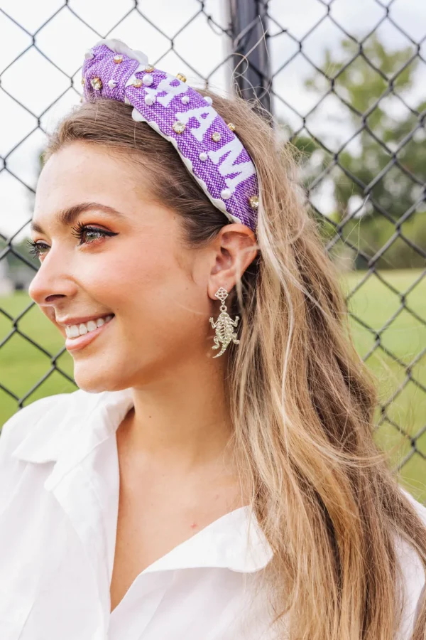 TCU Silver Horned Frog Earring with BC Logo-Brianna Cannon Sale