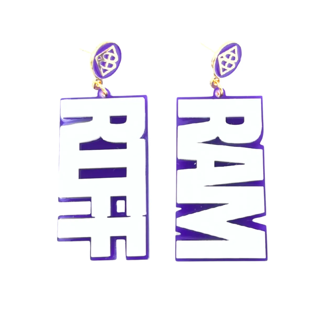 tcu_white_and_purple_riff_0.webp TCU White and Purple RIFF RAM Earrings-Brianna Cannon New